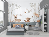 Woodland friends wallpaper bringing nature indoors in a modern baby room