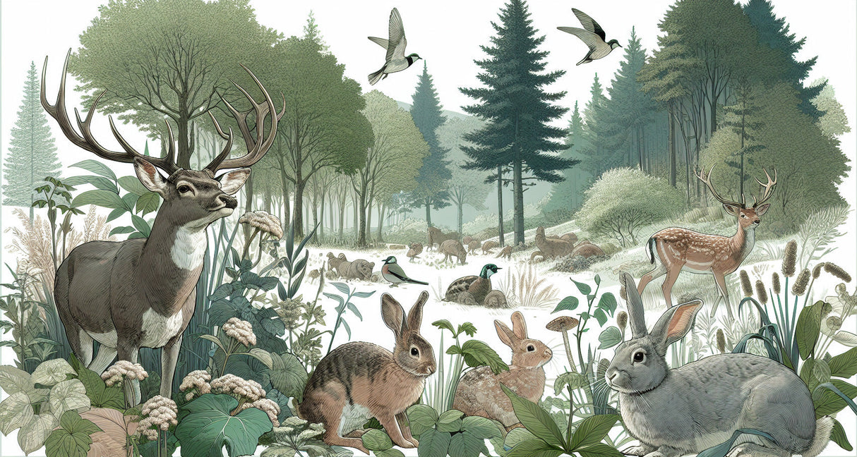 Forest animals wallpaper design file showing detailed woodland pattern with deer and rabbits