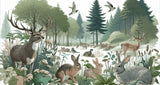 Forest animals wallpaper design file showing detailed woodland pattern with deer and rabbits