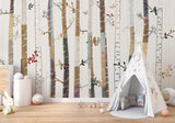 Forest birds wall mural brightening a cozy reading nook with natural elements