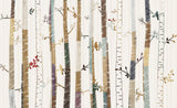 Forest birds wallpaper design file showing intricate birch tree pattern and nature elements