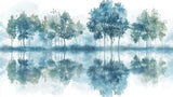 Forest Lake Wallpaper design file showing full misty tree reflection pattern