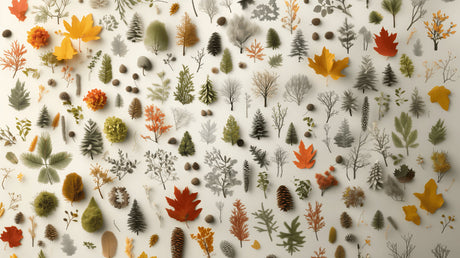 Autumn forest wallpaper design file showing detailed botanical pattern and fall colors