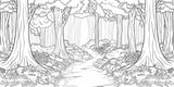 Forest path wallpaper design file showing intricate black and white line art detail