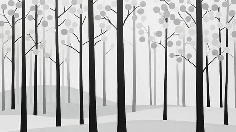 Black and white minimalist tree pattern design file with geometric details