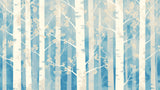 Papier Peint Mural Forêt | Design Arbre de Bouleau Bleu