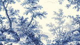 Blue Toile de Jouy forest design file showing intricate pattern details and cream background