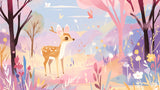 Enchanted forest wallpaper design file showing detailed deer and butterfly pattern in watercolor style