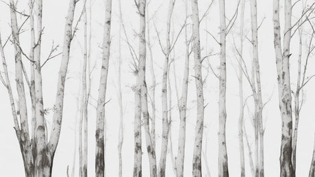 Birch Tree Forest Wallpaper design file showing detailed minimalist pattern with soft grey background