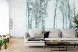Misty birch forest wallpaper design file showing intricate black and white pattern