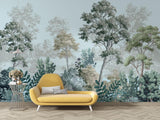 Misty woodland scene adding depth to hallway walls