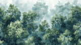 Forest mural wallpaper design file showing full misty green trees pattern