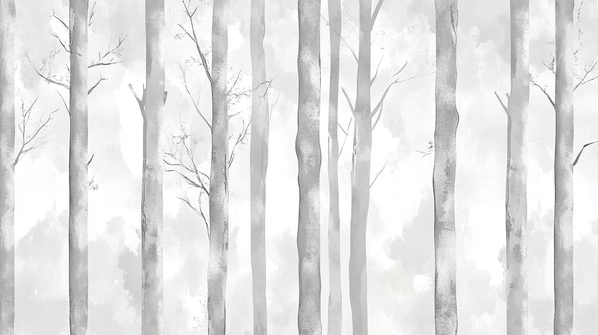 Design file showing detailed misty forest pattern with tree silhouettes on grey background