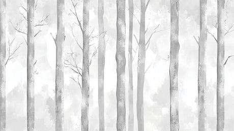 Design file showing detailed misty forest pattern with tree silhouettes on grey background