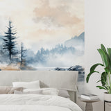 Nature landscape mural bringing outdoor beauty to meditation room