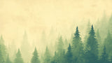Papel Pintado Mural de Bosque | Pinos Brumosos al Amanecer