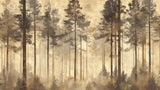 Forest mural design file showing detailed pine trees pattern in sepia tones