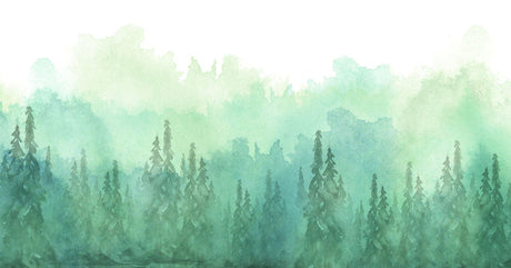 Watercolor forest design file showing detailed misty pine trees pattern