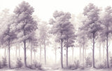 Design file showing detailed purple misty forest pattern with tree silhouettes
