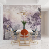 Woodland mural adding atmosphere to a modern hallway space