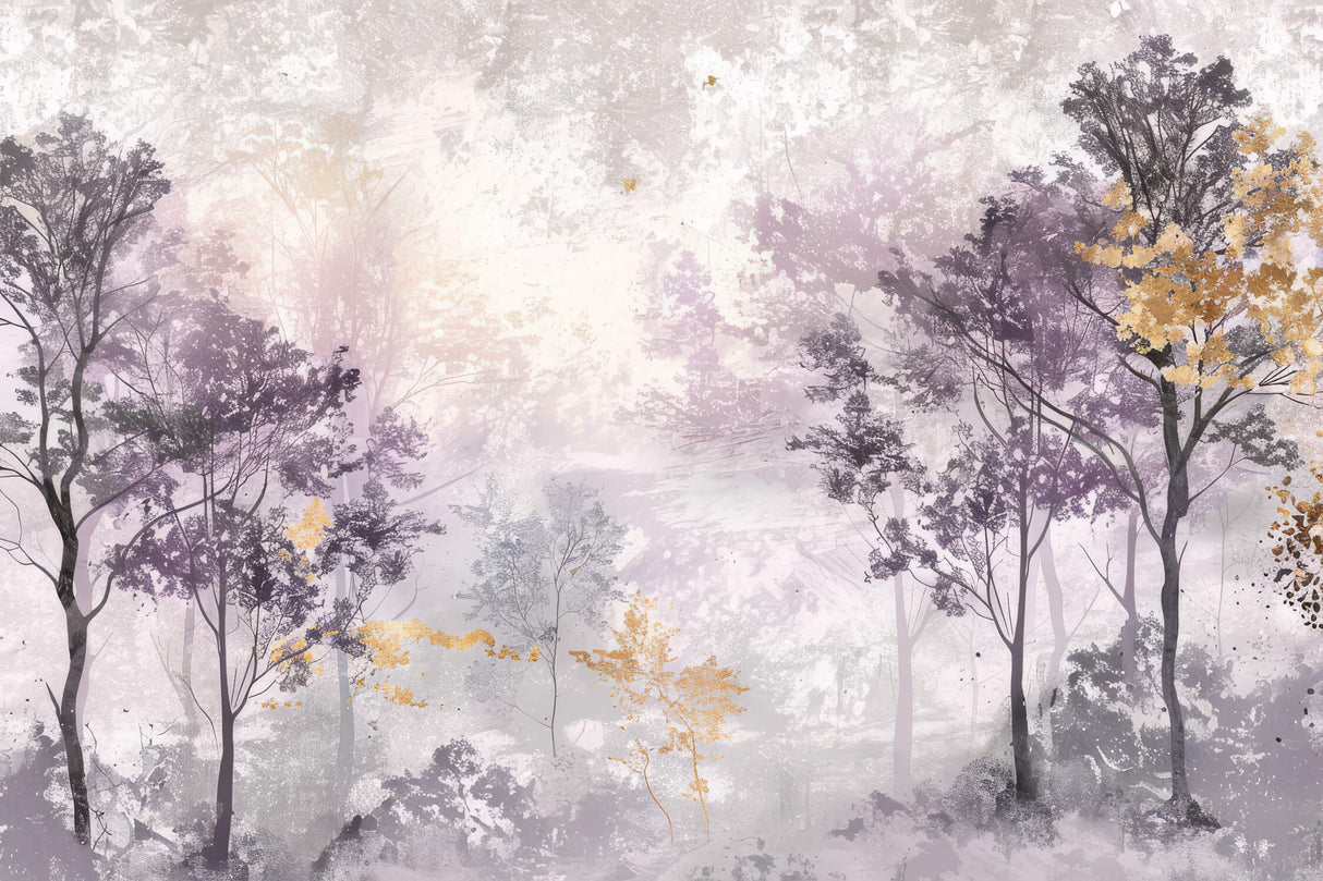 Forest wallpaper design file showing detailed purple trees with golden accents pattern