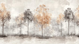 Forest wallpaper design file showing detailed misty trees pattern in grey and terracotta tones