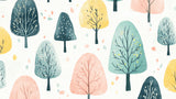 Watercolor forest wallpaper design file showing delicate pastel trees pattern