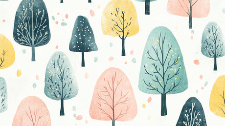Watercolor forest wallpaper design file showing delicate pastel trees pattern