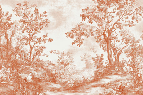 Design file showing detailed terracotta forest pattern with delicate tree silhouettes