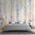 Forest Mural Wallpaper creating a serene atmosphere in a modern living room with white furniture