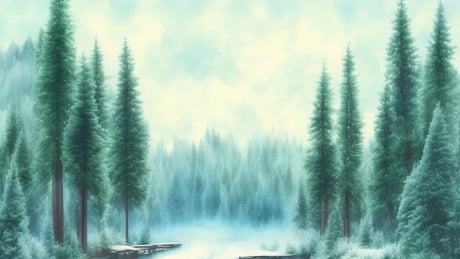 Watercolor pine forest design file showing detailed misty green pattern and texture