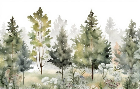 Watercolor Pine Trees design file showing detailed forest pattern