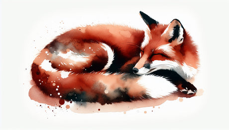 Watercolor Fox Mural Wallpaper design file showing detailed sleeping fox illustration in soft terracotta tones