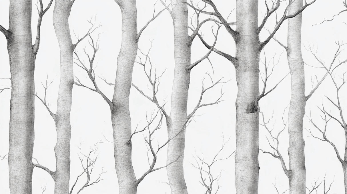 Birch tree pattern design file showing detailed grey and white forest illustration