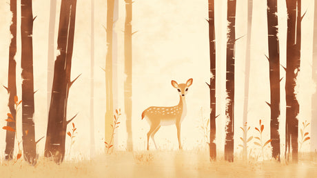 Woodland deer and fox mural wallpaper brightening a child's reading nook