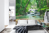 Paradise waterfall mural making a bathroom feel like a luxury spa retreat