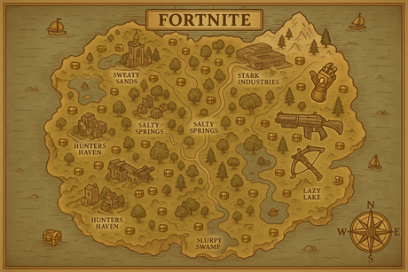 Fortnite Gamer Mural Wallpaper  Battle Royale Map - Wallpaper application example