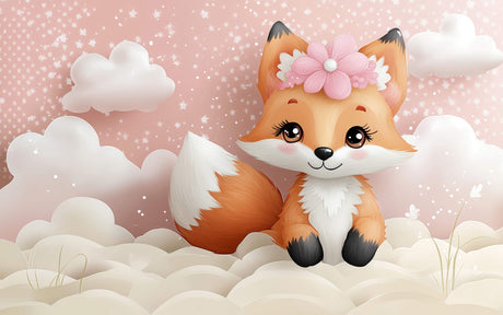 Fox wallpaper design file showing detailed pink winter pattern with snowflakes and clouds