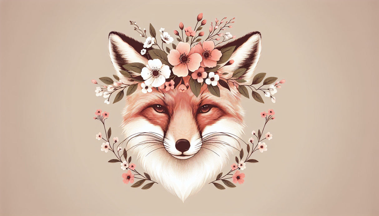 Fox with Floral Crown design file showing detailed illustration and color palette