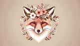 Fox with Floral Crown design file showing detailed illustration and color palette