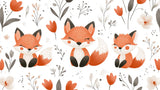 Fox nursery wallpaper design file showing detailed floral pattern and cloud elements