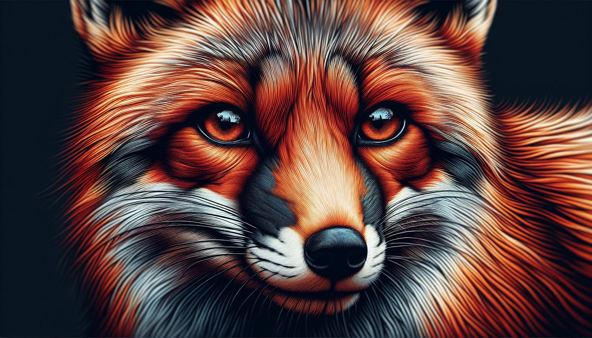 Fox portrait wallpaper design file showing detailed fur texture and amber eyes