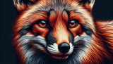 Fox portrait wallpaper design file showing detailed fur texture and amber eyes