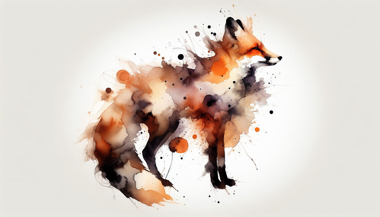 Fox watercolor splash art design file showing detailed pattern and color splashes