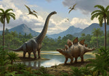 Dinosaurier Tapete | Jurassische Landschaft mit Brachiosaurus