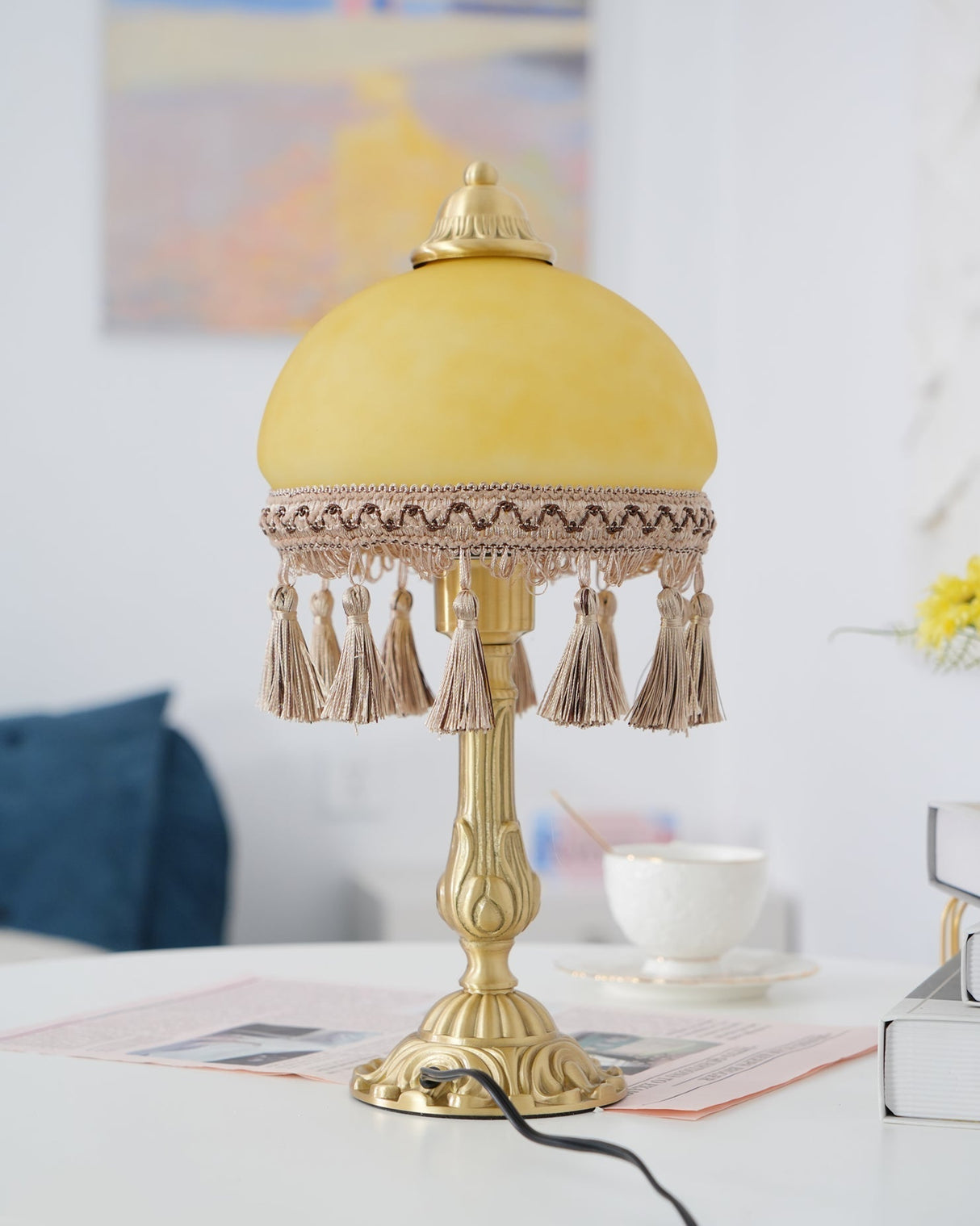 French Table Lamp  Brass Base with Tassel Trim - Product detail 18
