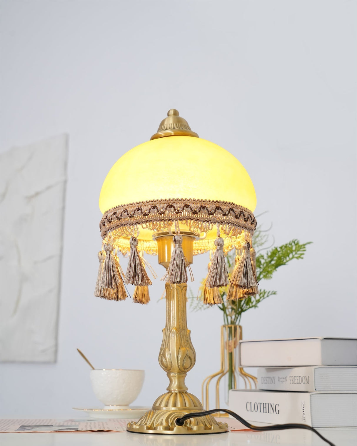 French Table Lamp  Brass Base with Tassel Trim - Product detail 17