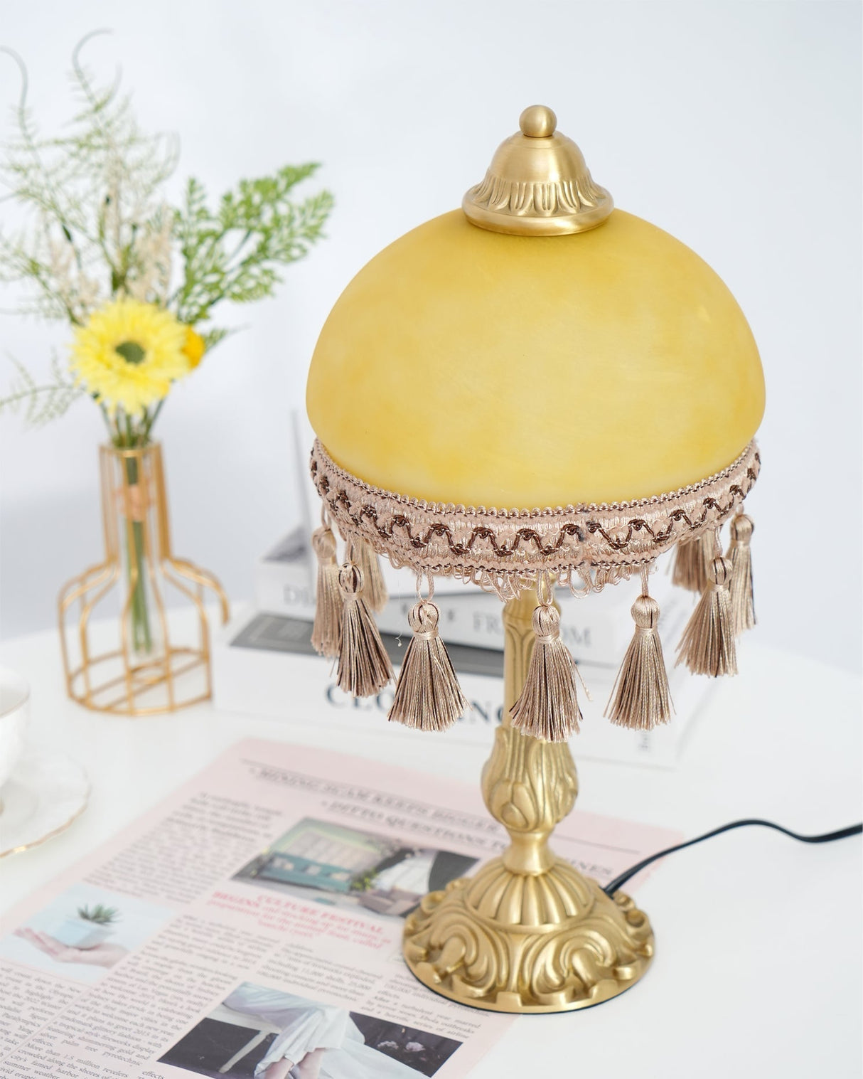 French Table Lamp  Brass Base with Tassel Trim - Product detail 14