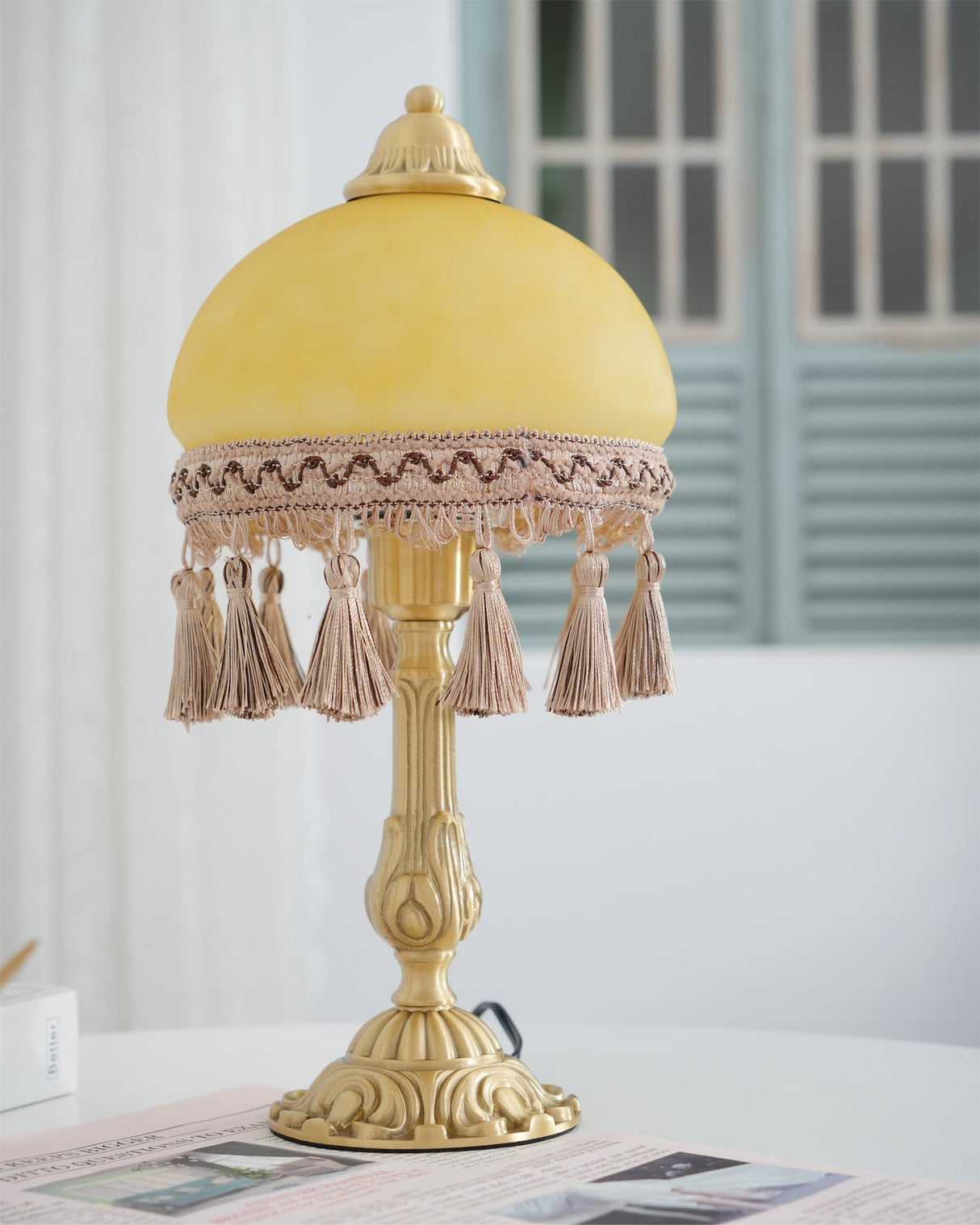 French Table Lamp  Brass Base with Tassel Trim - Product detail 15