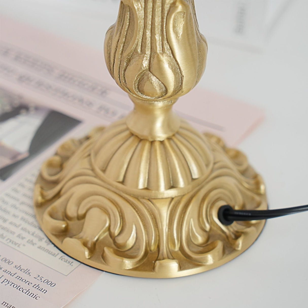 French Table Lamp  Brass Base with Tassel Trim - Product detail 6